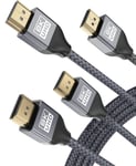 Câble HDMI 8K 60Hz 3M 2 Pack,Cordon HDMI 2.1 Ultra Haute Vitesse 48Gbps 7680P avec Dolby Vision pour Apple TV,Samsung QLED,Sony LG,PS4,PS5,Xbox One Series X eARC HDR HDCP 2.2 2.3,4K 120Hz 144Hz