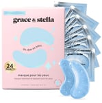 Grace & Stella - Masque Yeux [24 Paires, Bleu] Patch Yeux Anti Cernes en Gel - Réduit les Cernes Sous les Yeux, Anti Poche Sous les Yeux - Vegan & Cruelty-Free