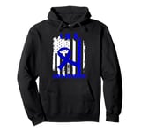 Irritable Bowel Syndrome IBS Warrior Blue Ribbon USA Flag Pullover Hoodie