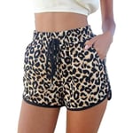 Dam Fashion Sommar Leopard Strand Shorts Casual Korta Byxor XL