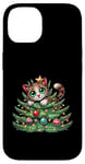 Coque pour iPhone 14 Arbre de Noël mignon Père Noël chat dessin animé