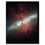 Hubble Space Telescope Image Starburst Galaxy M82 Happy Sweet Sixteen Celebration Messier 82 Blue Disk Red Dust Gas Star Formation Cluster Art Print F