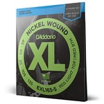 D'Addario Guitar Strings, 5 String Custom Light - Long Scale | EXL165-5, Custom Light, 45-135 (5-String)