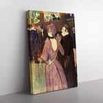 Big Box Art La Goulue and Her Sister Vol.1 by Henri De Toulouse-Lautrec Canvas Wall Art Print Ready to Hang Picture, 76 x 50 cm (30 x 20 Inch), Brown, Cream, Yellow