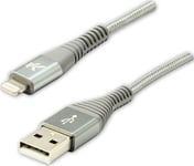 Usb Cable Usb Cable (2.0), Usb A M - Apple Lightning C89 M, 2M, Mfi Certificate, 5V/2.4A, Silver, Logo, Box, Nylon Braid, Aluminum Shield