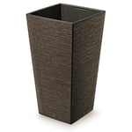 IMJ-Global Pot de fleurs carré Furu Square décoratif en plastique et bois ECO WOOD hauteur 76 cm pour intérieur extérieur 40 x 40 cm carré café design moderne 92 litres