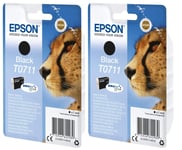 2 x Genuine Epson T0711 Twin Black Ink Cartridges T071140 for Stylus SX 100