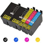 Lot de 5 Cartouches d'encre T2711/T2712/T2713/T2714 compatibles avec Imprimante Epson WF-3620DWF WF-3640DTWF