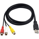 Câble USB vers RCA,USB 2.0 mâle vers 3 RCA femelle,répartiteur audio vidéo,adaptateur composite pour TV,Mac,PC,disque dur et DVR 1,5 m