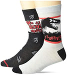 Universal Men's Jurassic Park 2 Pack Crew, Dark Grey Multi, Fits Sock Size 10-13 Fits Shoe Size 6.5-12.5