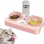 Sunxury - 3 in 1 Gamelle pour Chats, Distributeur Croquettes Chat, Gamelle Chat Gamelle Chien, Mangeoirs et Abreuvoirs pour Chats, Gamelle Double