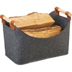 Sac en feutre, panier rangement, pliable, boîte avec anse, HlP 27x40x22 cm, gris foncé. - Relaxdays