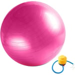 Sportsboll Anti-Burst med bollpump Tjock Robust 300 kg Belastningskapacitet Sportsboll Balans Pilates Yogaboll för Kontor Hem Gym(65CM Rosa)