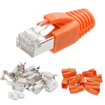 AXFEE Connecteur RJ45 Fiche Cat 7, 10 Pcs CAT 7 Cat 6A Connecteurs RJ45 Métalliques Blindés Prise Modulaire avec Enfile et Protection Anti-torsion pour Câble de Pose Blindé