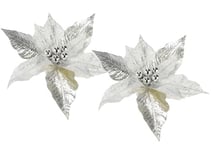 Flair Flower Poinsettia - Lot de 2 étoiles de Noël artificielles - 28 cm - Mini fleurs artificielles - Pour couronne de l'Avent - Guirlandes - Décoration de l'Avent - Arbre de Noël - Bouquet de fleurs