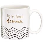 DRAEGER PARIS | Mug Black & Gold porcelaine fine "Je le ferais demain" | Mug original Idée Cadeau pour Ado, Collègue, Frère, Ami, Flemmard, Réveil|Tasse humour avec coffret Cadeau