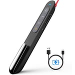 Norwii N76 Pointeur laser de présentation Clicker for Powerpoint Remote, Télécommande de présentation du présentateur sans fil 2,4 GHz avec hyperlien et contrôle du volume (Noir-N76 RBK)