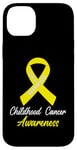 Coque pour iPhone 14 Plus Ruban jaune « I AM A Warrior Childhood Cancer Awareness »