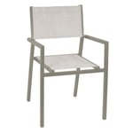 CHAISE DE JARDIN AVEC ACCOUDOIRS TAUPE 55X56 H 86 EN ALU MOD. CLEVELAND