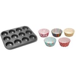 Everyday Baking Everyday Baking by Prochef 12 Cup Muffin Tray + Sweetly Does It Assorted Paper Cake Cases - Pack of 250