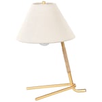 Lampe à Poser Dorée en Métal et Chanvre sur Tige 40 cm Abat-Jour en Cône pour C