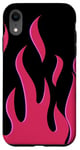 Coque pour iPhone XR Coque motif flammes roses rouges fond noir