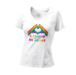 T-Shirt Femme Col V L'amour N'a Pas De Genre Lgbtq+ Gay Lesbien