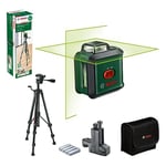 Bosch cross line laser UniversalLevel 360 with premium tripod + universal clamp MM 3 (vertical + horizontal laser lines incl. 360° for alignment throughout the entire room, in cardboard box)