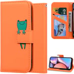 DodoBuy Case for Oppo Find X2 Lite, Cartoon Animal Pattern Magnetic Flip Protection Cover Wallet PU Leather Bag Holder Stand with Card Slots - Orange Frog