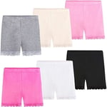 Cykelshorts flickor svart dans Pe shorts barn med spetskant sport 2-10 år 6 pack 7-8 Years