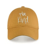 Be Kind Trendy Womens Baseball Cap Unisex Fashion Cotton Polo Style Fun Inspirational Saying Seasonal Outdoor Travel Headwear (Tan)