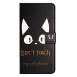 Samsung Galaxy S24 Kunstskinn Deksel med Lommebok og Stativfunksjon - "Don't Touch My Cell Phone"