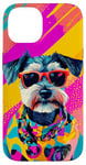 Coque pour iPhone 14 Figurine schnauzer miniature tendance et colorée Pop Art