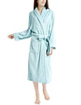 INK+IVY Women's Terrycloth Cotton Robe Soft Pajamas Sleepware-Ladies Kimono Bathrobe Loungeware with Pocket and Belt, Shawl Collar & Cuff Trim, Mint, S-M