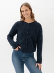 Selected Femme Sia Ras Long Sleeve Knit O-Neck Cardigan - Dame - Blå - XS