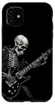 Coque pour iPhone 11 Squelette jouant de la guitare électrique Heavy Metal Squelette Design