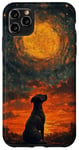 Coque pour iPhone 11 Pro Max Silhouette Pitbull contre chien nuit étoilée