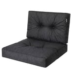 PillowPrim, Coussin de Chaise, pour Fauteuil en Rattan, Extérieur, de Palette, de Siège, Meubles en Rattan, Noir, 50 x 50 cm