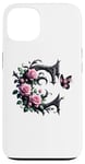 Coque pour iPhone 13 Letter C Initial Floral Monogram Rose Pink Flower Butterfly