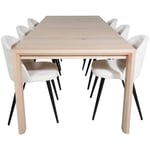 SliderWW ensemble table, table extensible longueur cm170 / 250 chêne blanc washeded et 6 Velvet chaises Velours côtelé beige, noir.