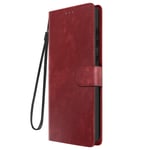 Case for Samsung Galaxy A05 Brushed Faux Leather Wrist Strap Red