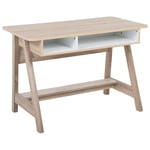 Bureau Couleur Bois Clair 110 x 60 cm avec Espaces de Rangement Ouverts et Cach