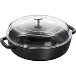 3272340031823 Staub Cast Iron Frying Pan with Two Handles and Lid - 26 cm, Black