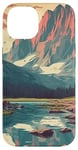 Coque pour iPhone 14 Rocky Mountain Lake Vintage Paysage graphique