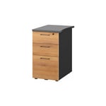 Caisson hauteur de bureau 3 tiroirs chêne ambré profondeur 60 cm - Jazz