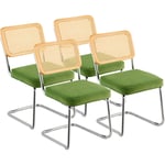 Vevor - Chaise en rotin, lot de 4, chaise de salle a manger moderne du milieu du siecle, chaise deappoint rembourree en velours avec dossier en