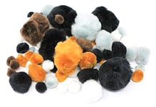 Bright Ideas Natural/Animal Pompoms. Assorted Colours and Sizes, 7mm to 38mm. Pack of 100 Acrylic Pompoms for Kids Crafts, Arts & Crafts and for DIY Creative Crafts Decorations. BI8020.