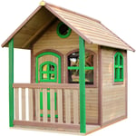 Alex Maison Enfant en Bois fsc Maison de Jeux pour l'extérieur / Jardin en marron & vert Maisonnette / Cabane de Jeu avec des fenêtres & Véranda - AXI