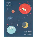 Valentines Day Card For Him/Her With Envelope - Cute Planets Design