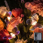 Lumière Solaire Extérieure String, 6.5M 30LED Solar Butterfly Outdoor Fairy Tale Light Solar Garden String Light Extérieur étanche (Purple Butterfly)